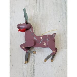 Yellowstone wooden reindeer bow ornament Xmas decor